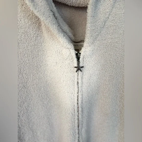 Barefoot Dreams CozyChic Full Zip Hooded Lounger Robe Cream Size S/M - Picture 2 of 8